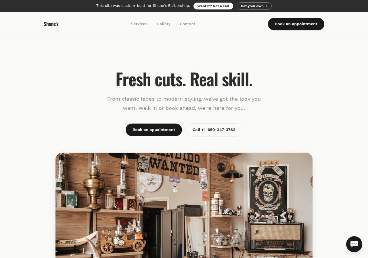Barbershops website example