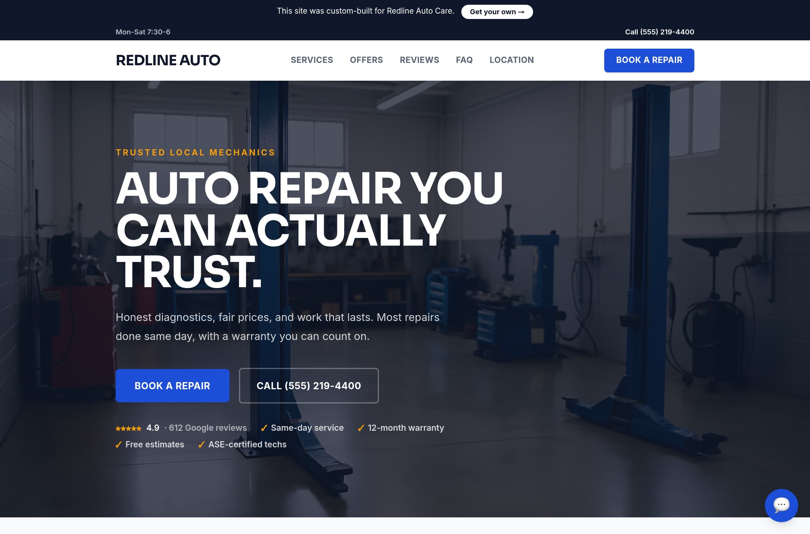 Redline Auto Care demo site
